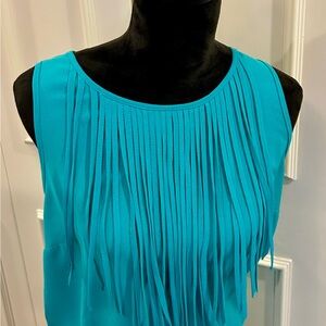 Sugarlips Teal Sleeveless Fringe Dress